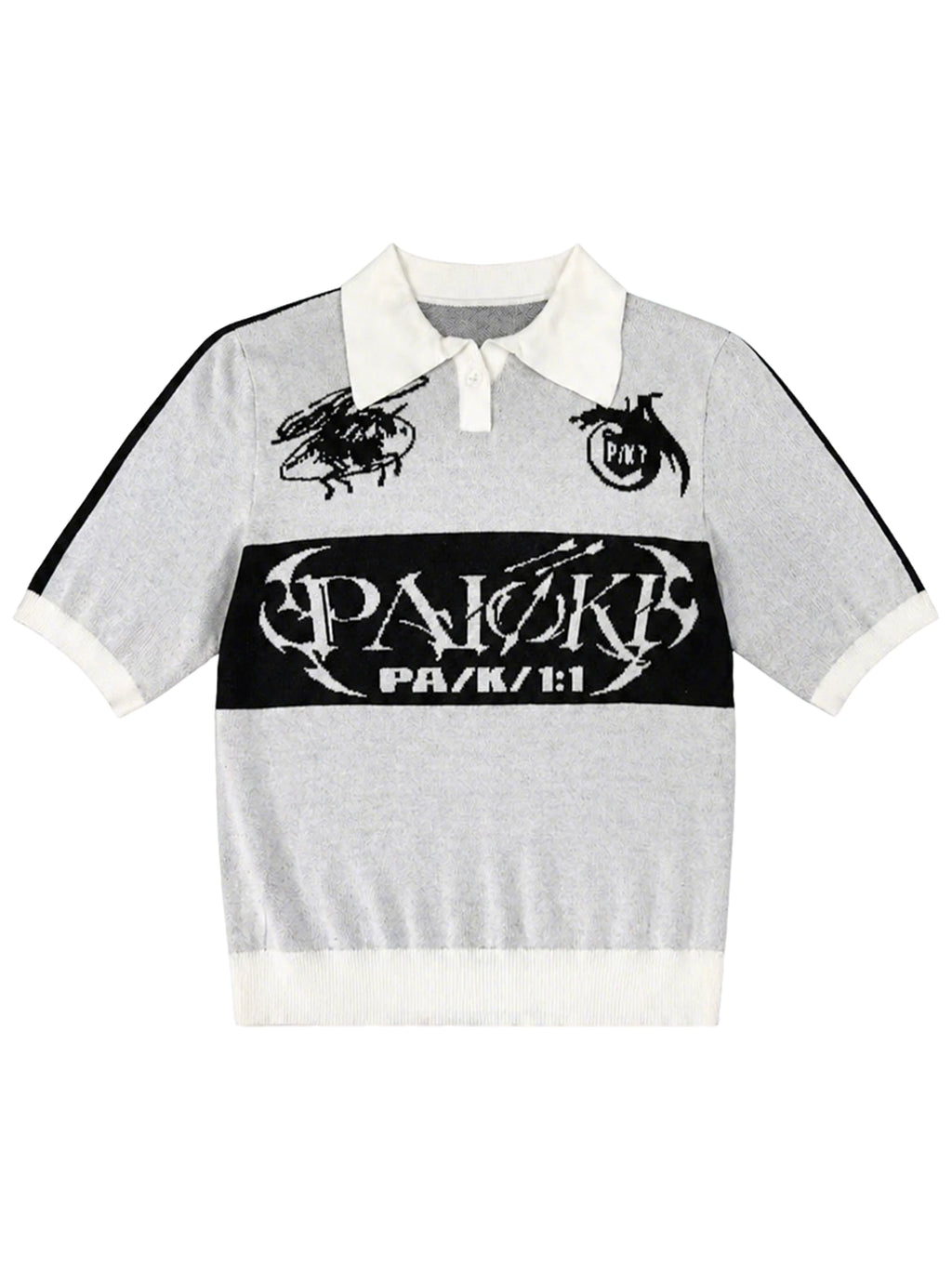 PAIKI Front Shoulder Waist Skin-friendly Knitted Polo Shirt