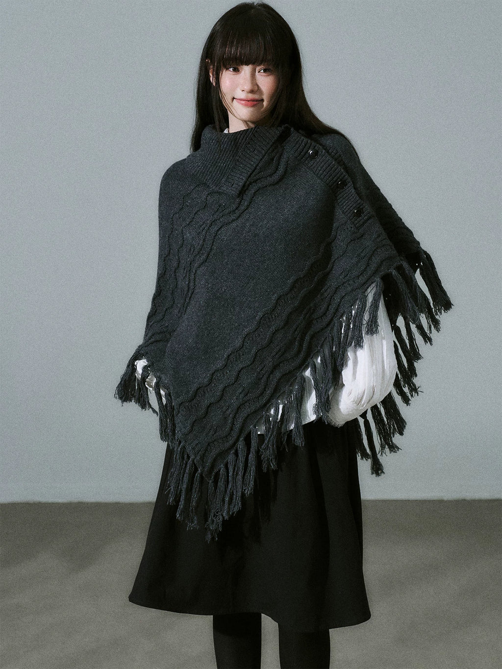 LOST FOREST Handmade Versatile Fringed Shawl Cape