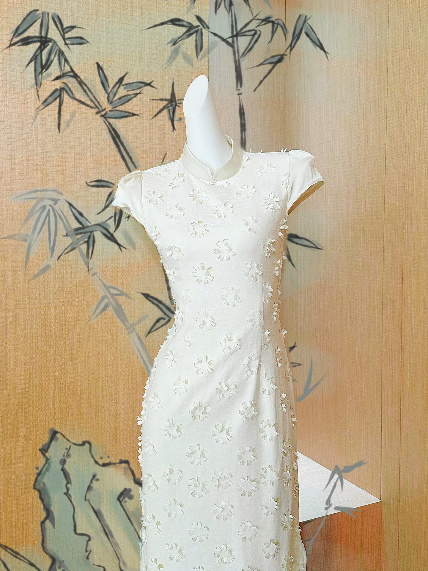 ZIHE Floral Hollow Slim-fit Dress