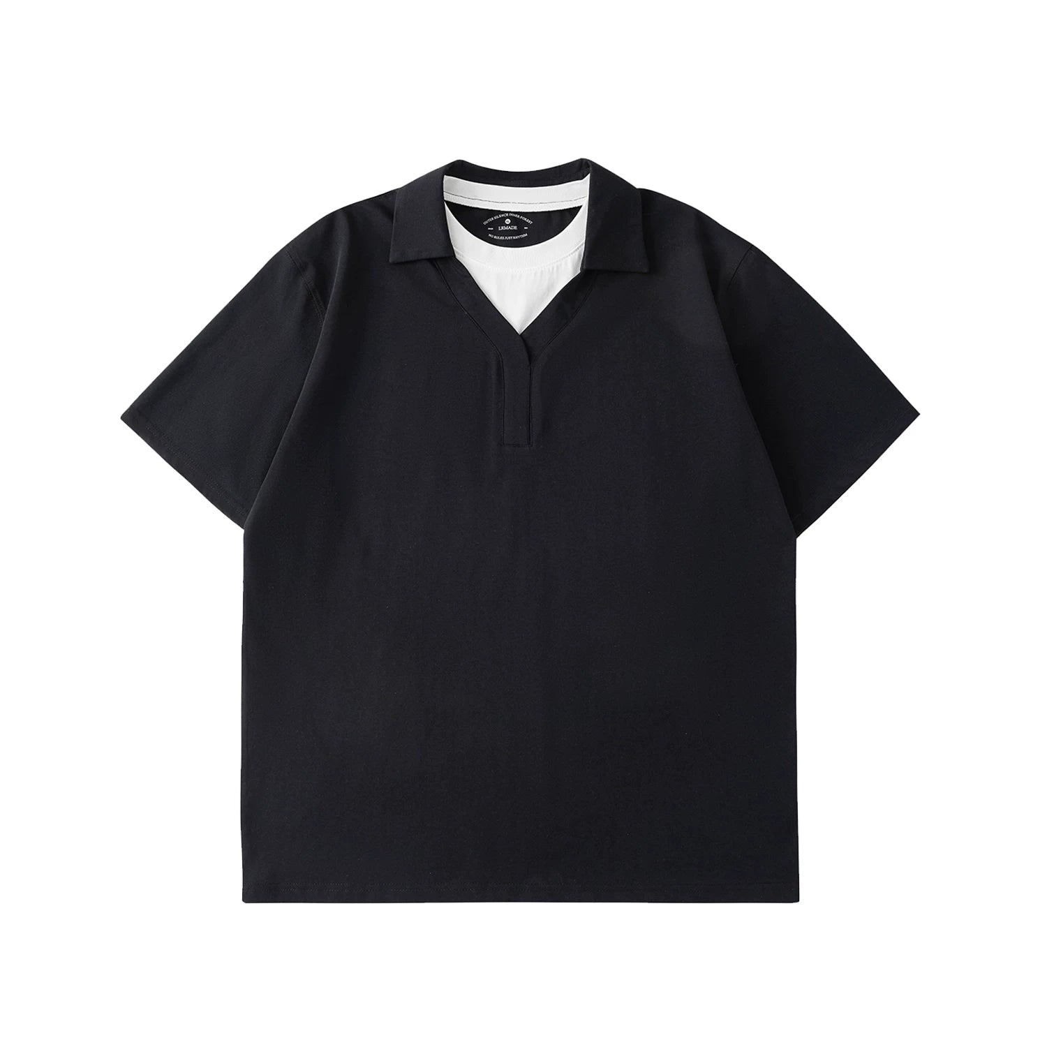 LR V-neck Contrasting False Two-piece Tee