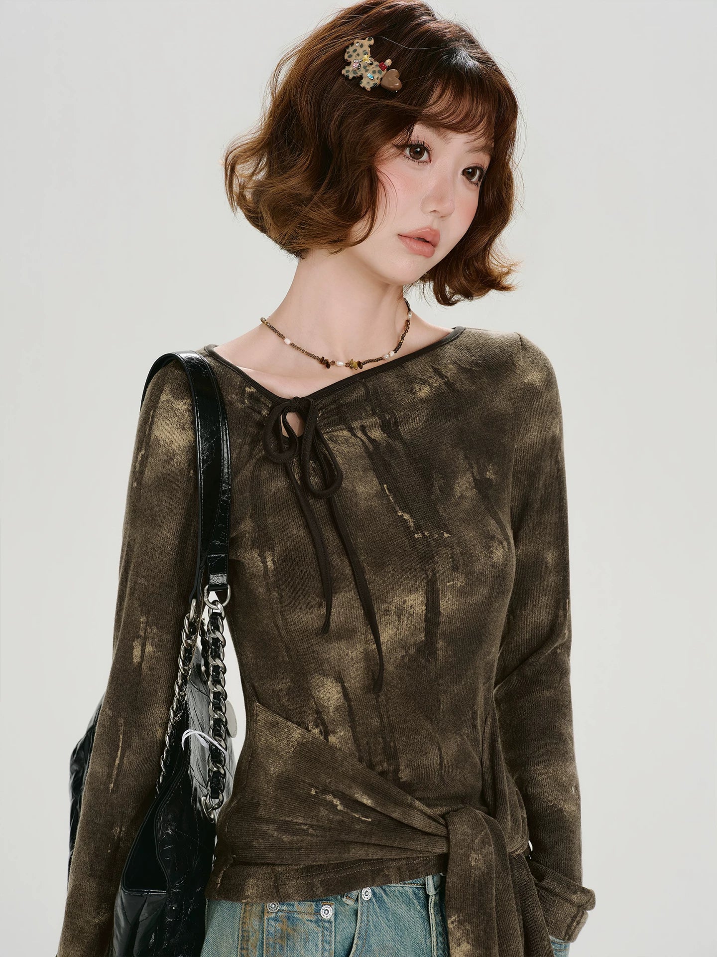 Girlyhalo Vintage Smudge Shoulder Strap Long Sleeve