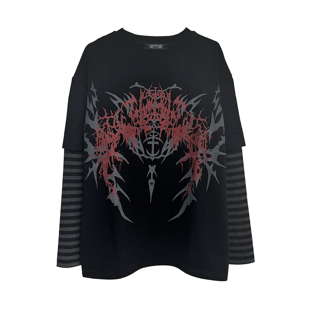 Wetbody Rock Diablo Print Fake Two Piece Long Sleeve