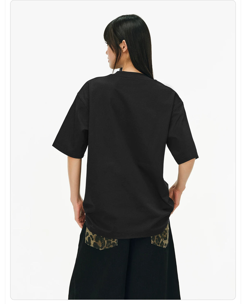 404MOB Leopard Print Star Hot Diamond Embroidery Tee