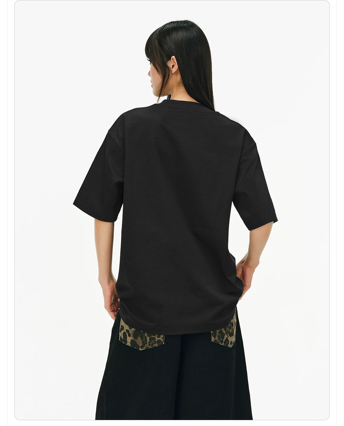 404MOB Leopard Print Star Hot Diamond Embroidery Tee