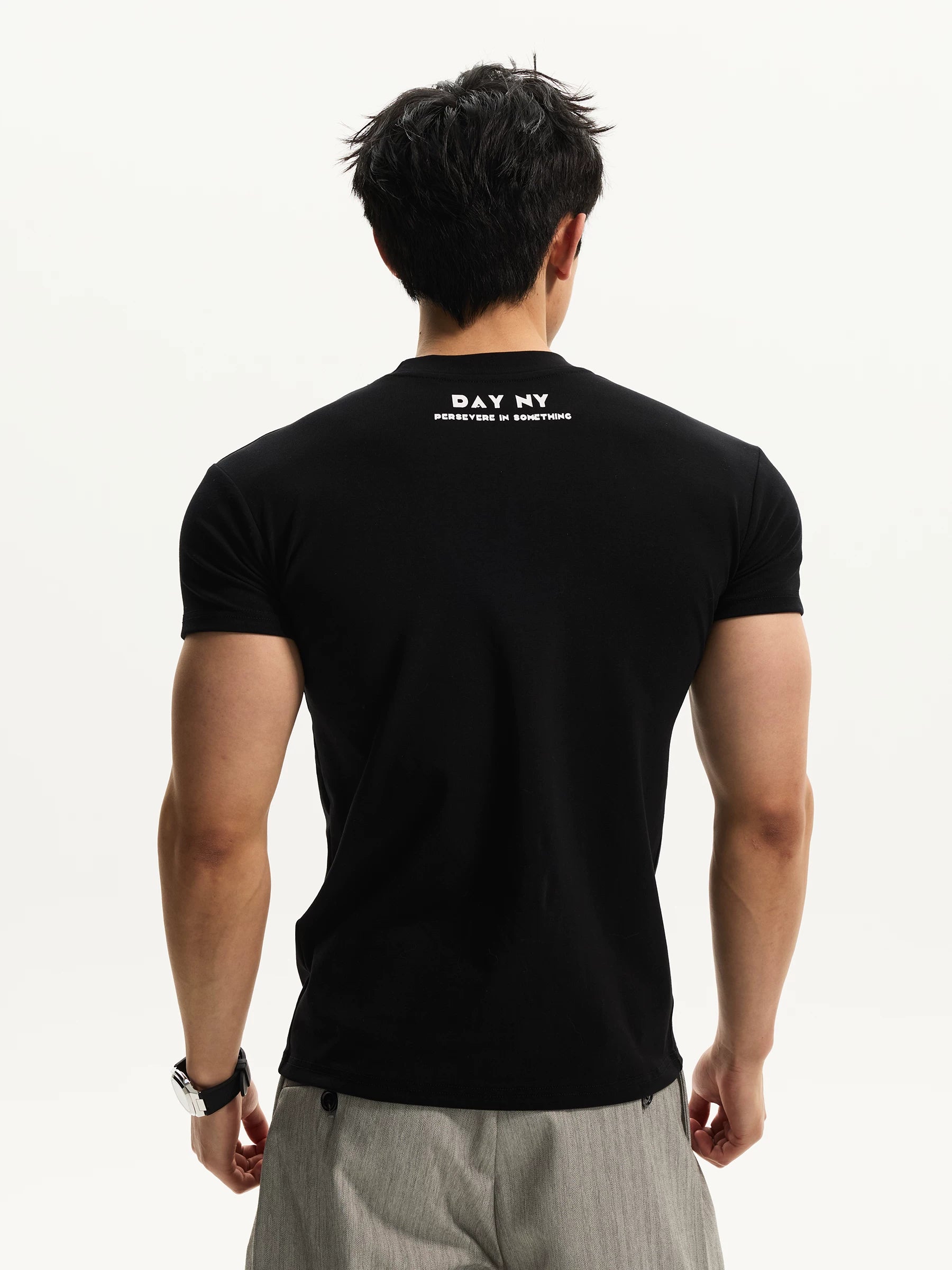 DAY NY Simple Casual High Elastic Front Shoulder Tee