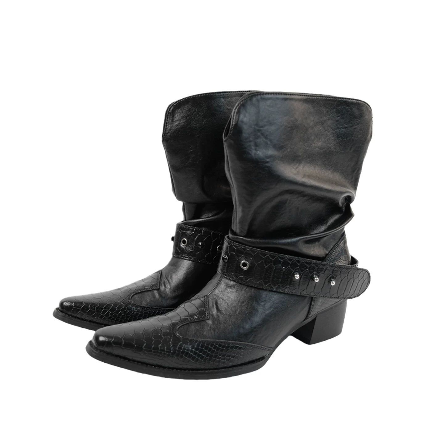 Mooreyu Pleated Leather Booties