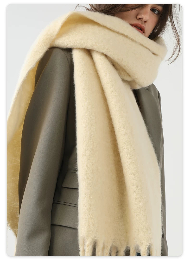 ZHENWEI Mohair Fringed Thick Big Scarf Shawl