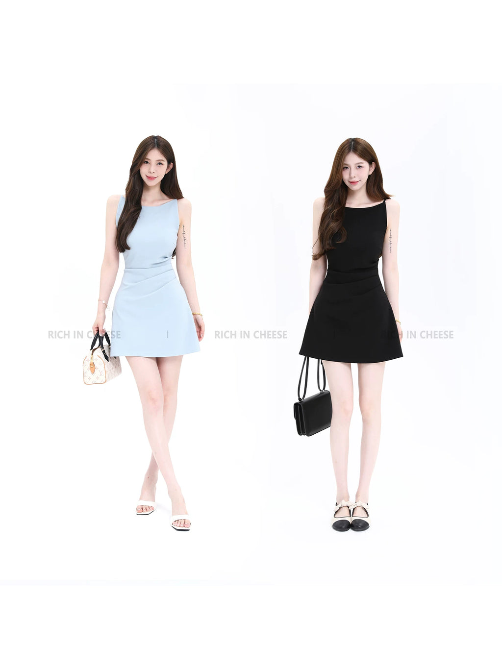 RICH IN CHEESE Temperament Pleated Slim-fit Knitted Dress