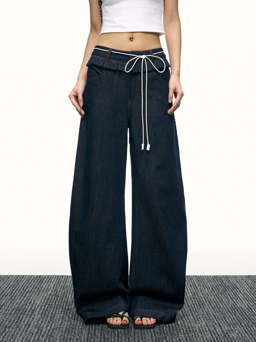 Aaisup Fungus Edge Loose Straight Pants Wide Leg Pants