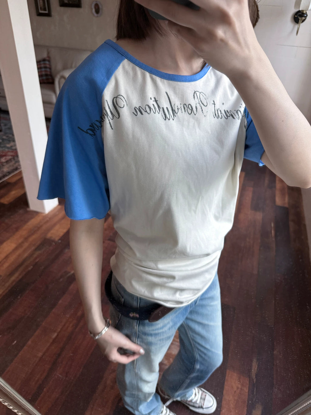 TREclub Retro Slim Shoulder Sleeve Casual Tee