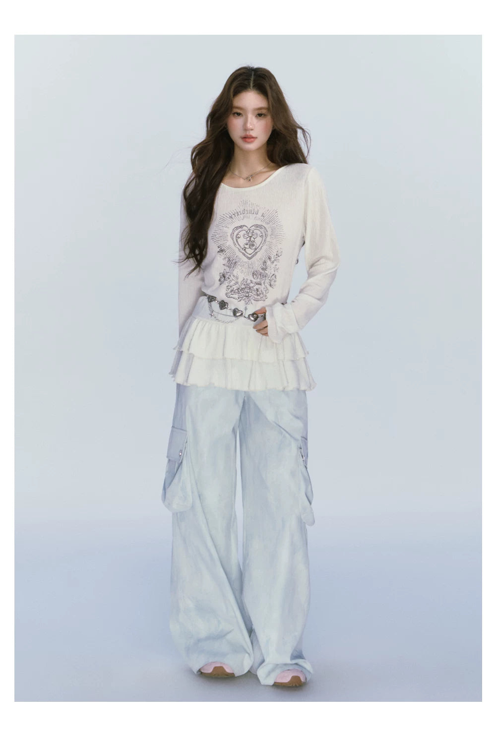 Ablueberry Lotus Leaf Edge Casual Versatile Long Sleeve
