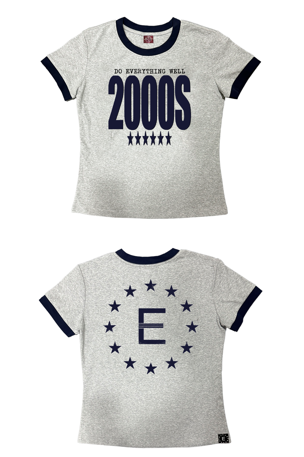 DETW 25ss * "2000S" Front Shoulder Slim Color Matching Short Sleeve Simple Commuter Tee