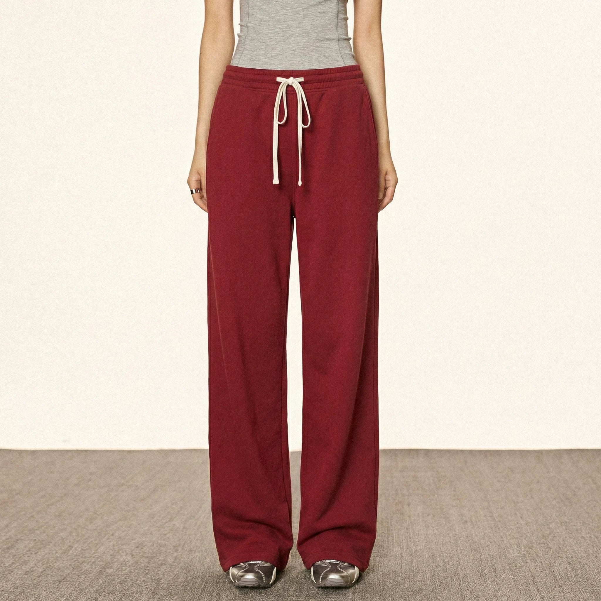 Cherry Melody American Retro Straight Drawstring Casual Sweatpants