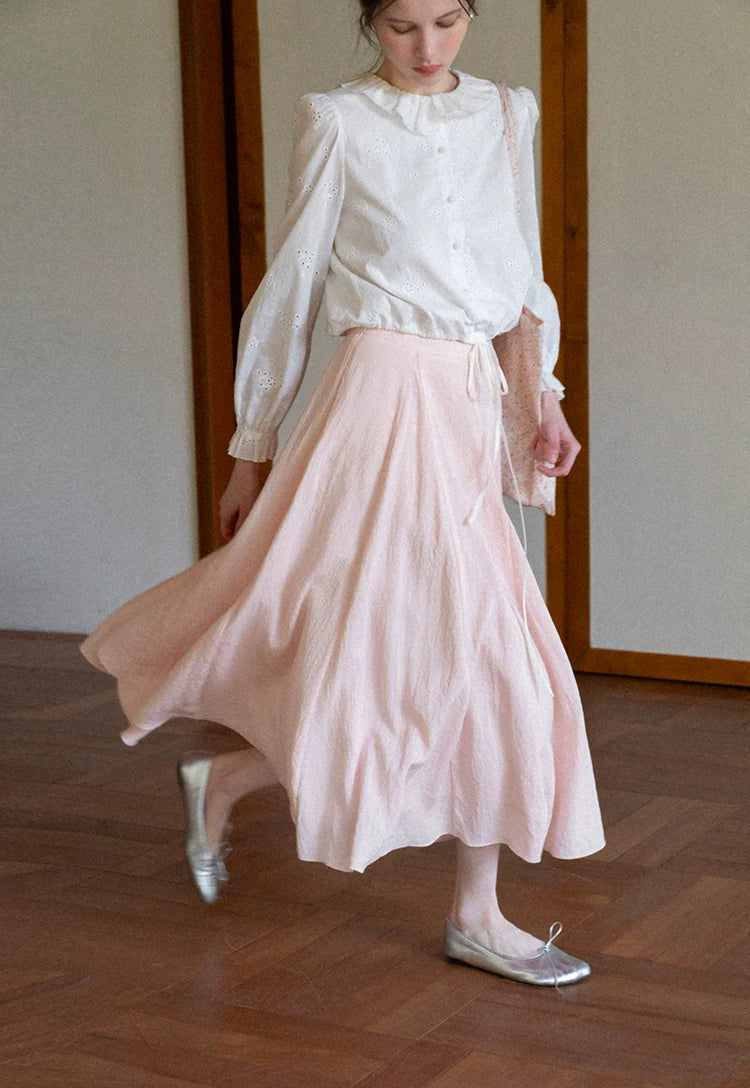 EGGKA High Waist Casual Drape Skirt