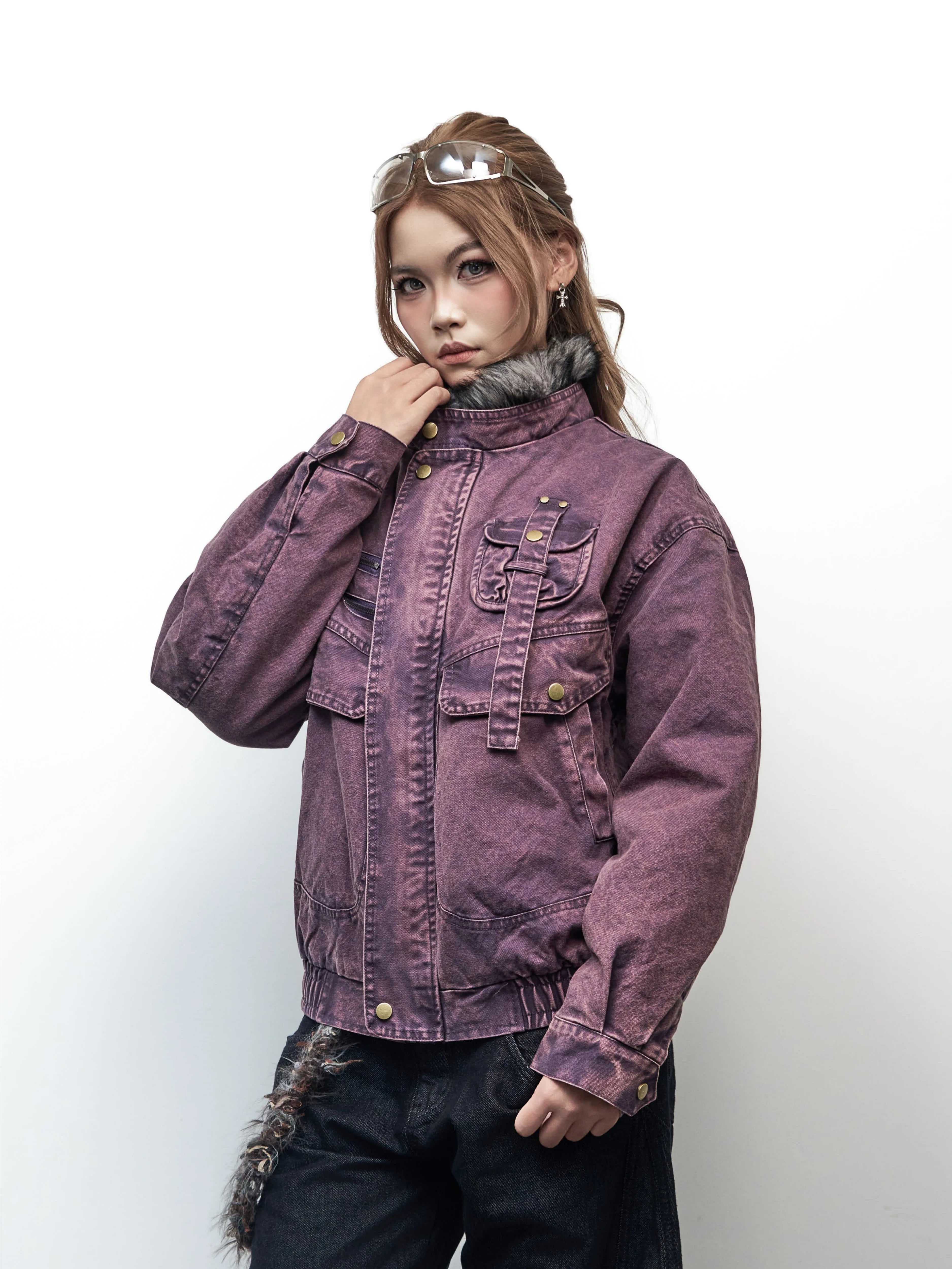 Saimt Retro Stand Collar Workwear Jacket
