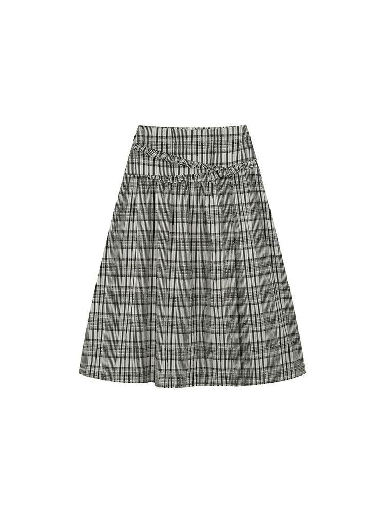 KANO Fungus Lace Checked Skirt
