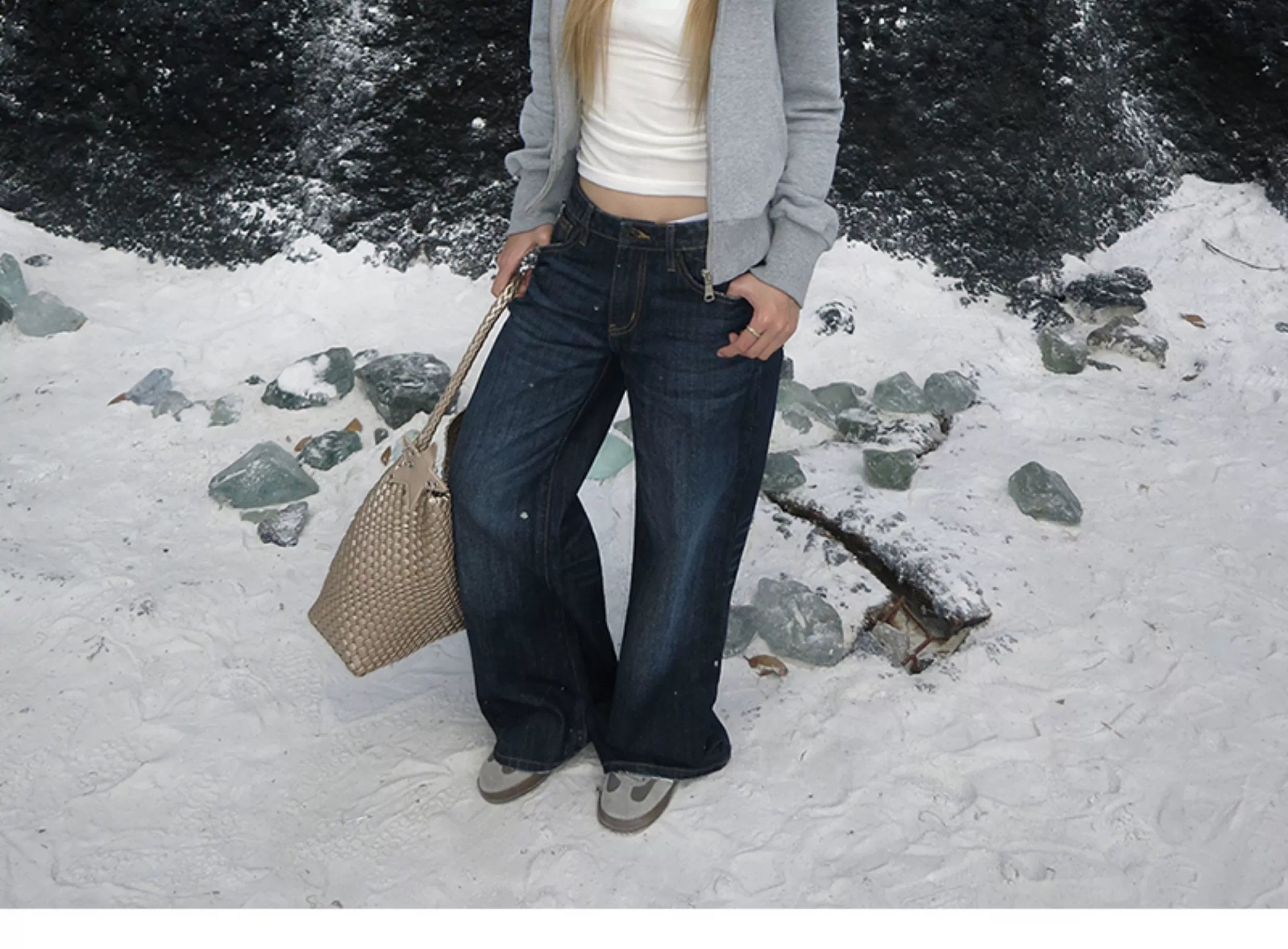 Audwyn Vintage Low Waist Skinny Washed Jeans