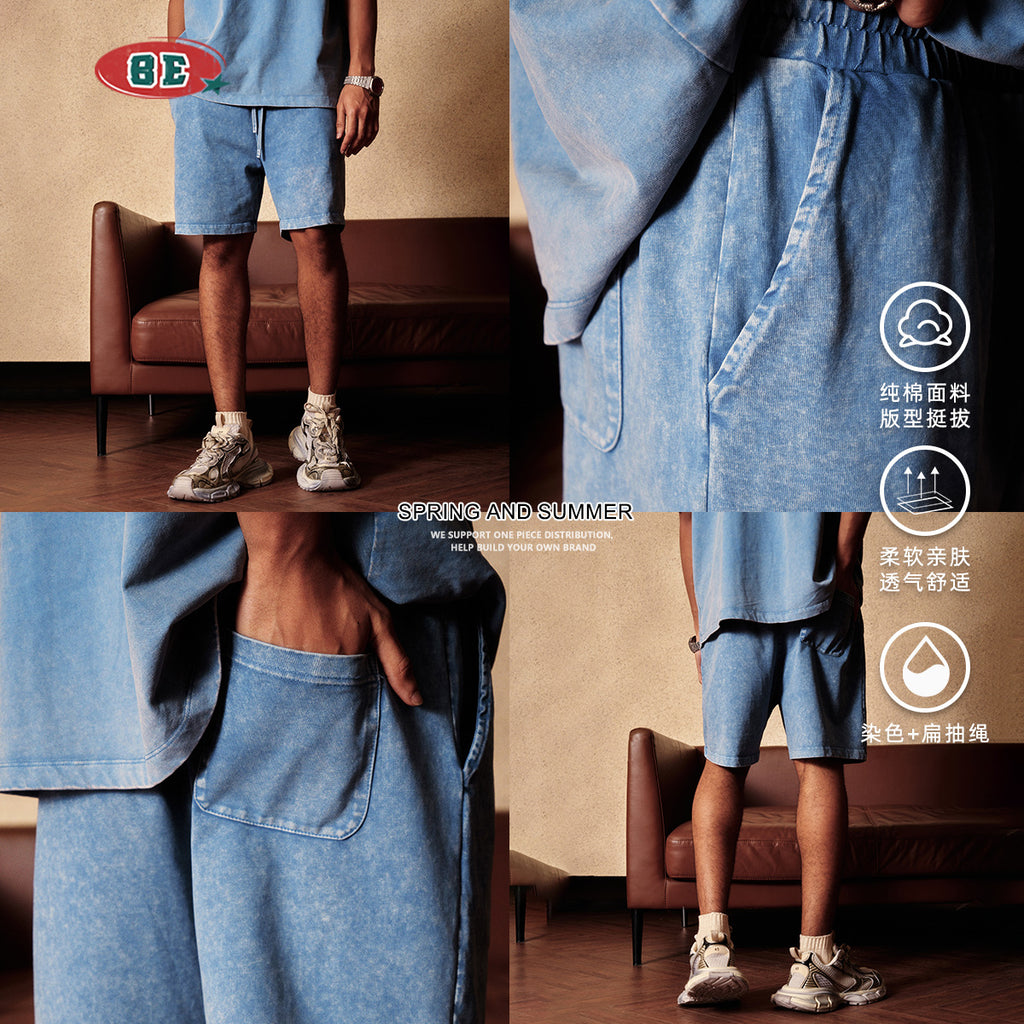 BE Five-point Washed Snowy Shorts
