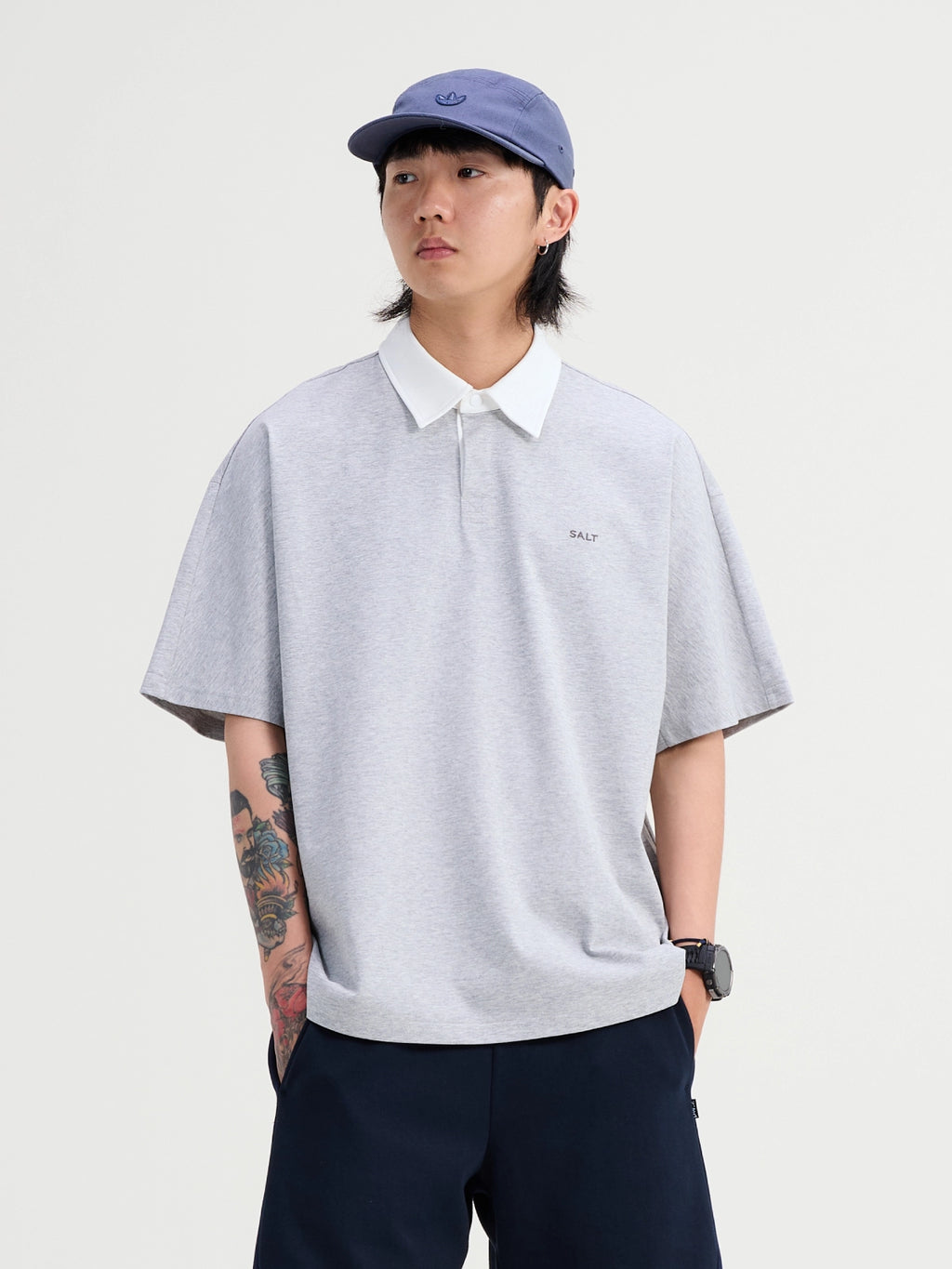 NUMBERSALT Japanese Retro Loose Cool Polo Shirt