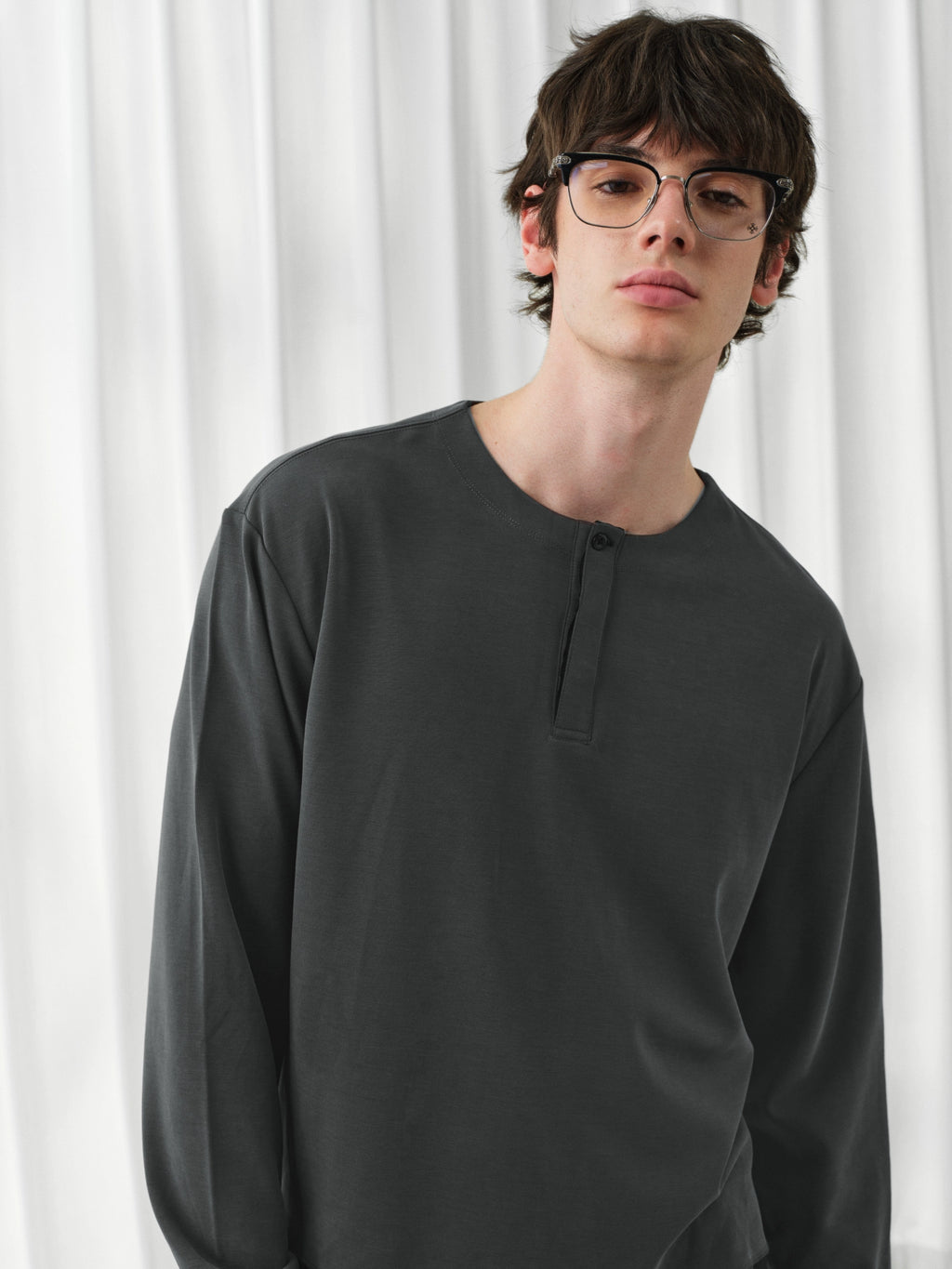 VLABMADE One-button Henry Collar Long Sleeve