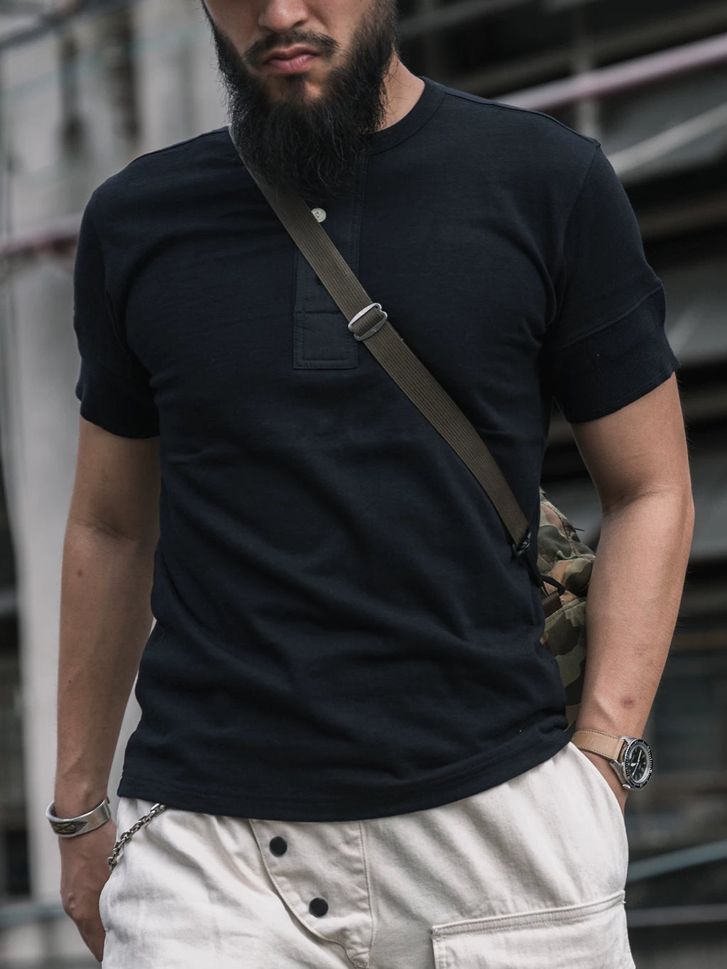 BRONSON Vintage Henry Collar Bottom Casual Tee