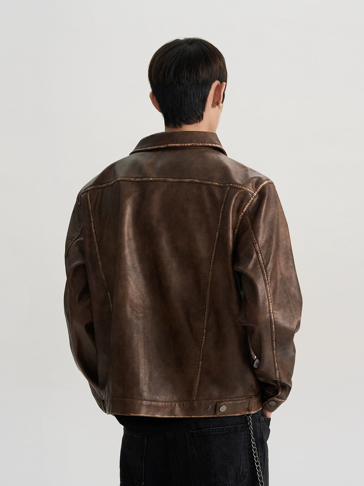 A PUEE x RHNDE Retro Made Old PU Leather Jacket Clip Jacket