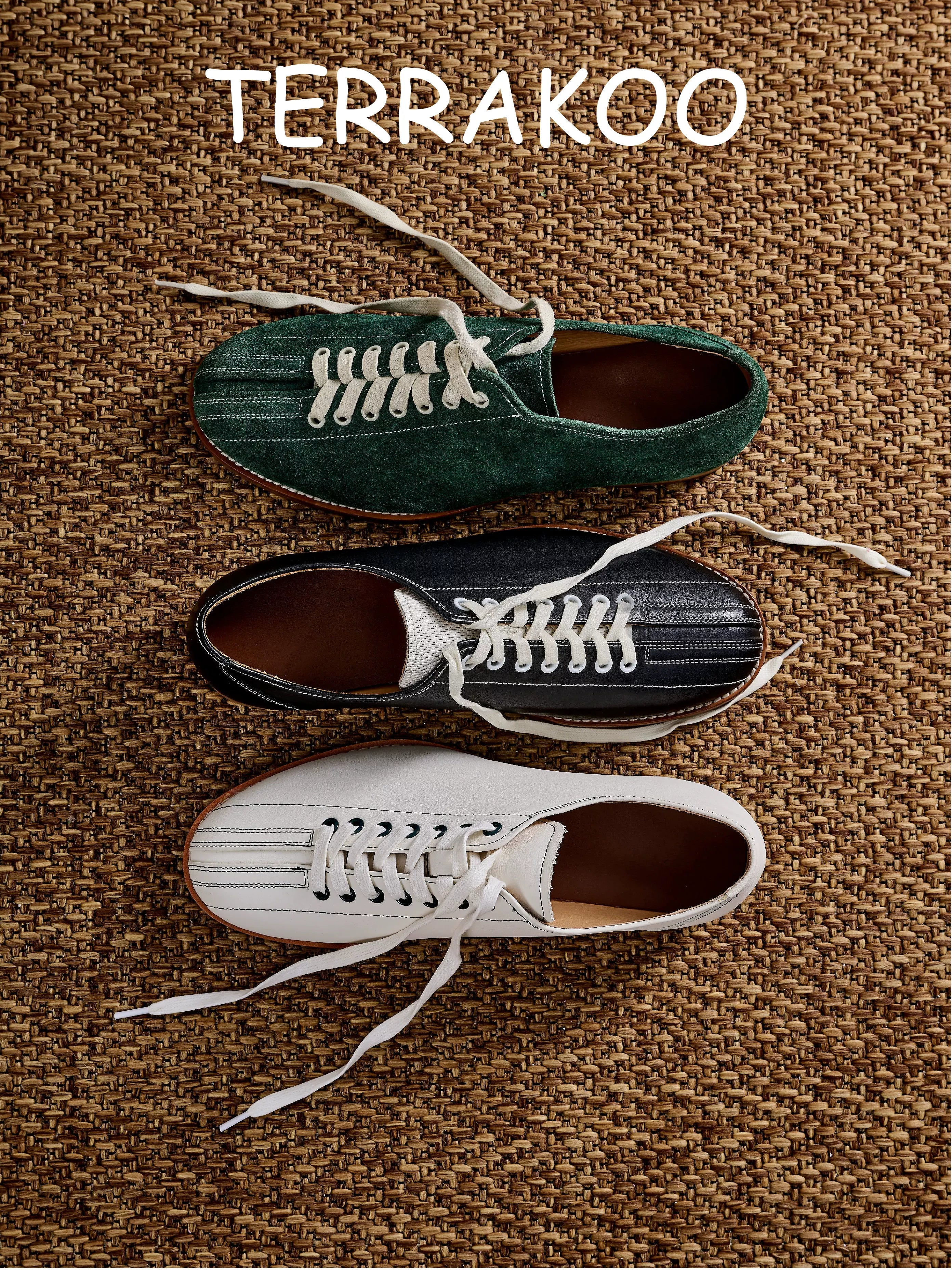 TERRAKOO Retro Sports Leather Platform Height-enhancing Bowling Shoes