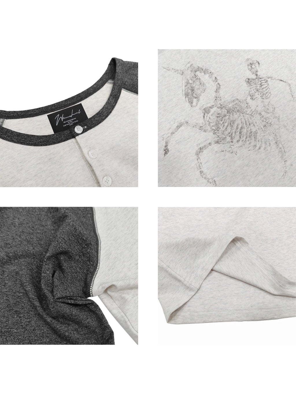 WANNA LAB Contrast Color Shoulder Casual Tee