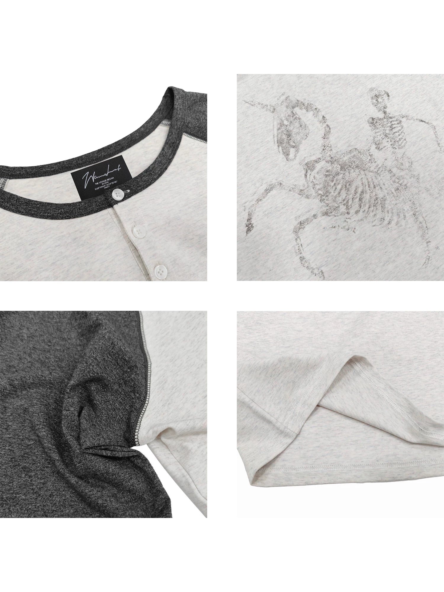 WANNA LAB Contrast Color Shoulder Casual Tee