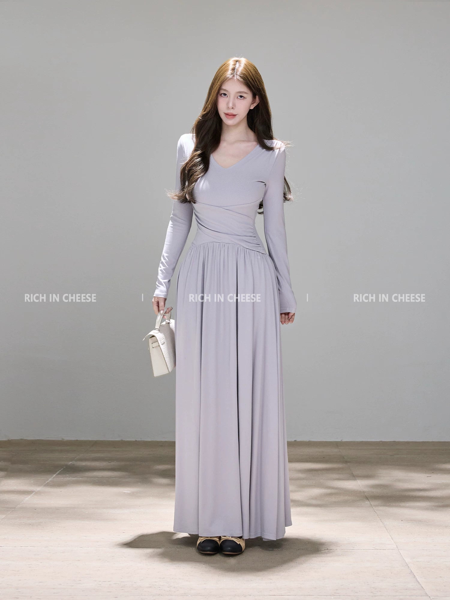 RICH IN CHEESE Knitted Cross-waist Dress