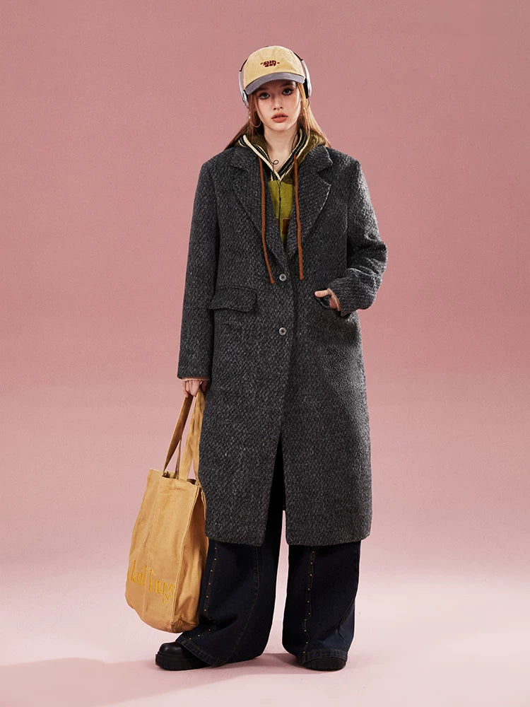 Imone Soft Waxy Shoulder Pads Turned Over Tweed Jacket
