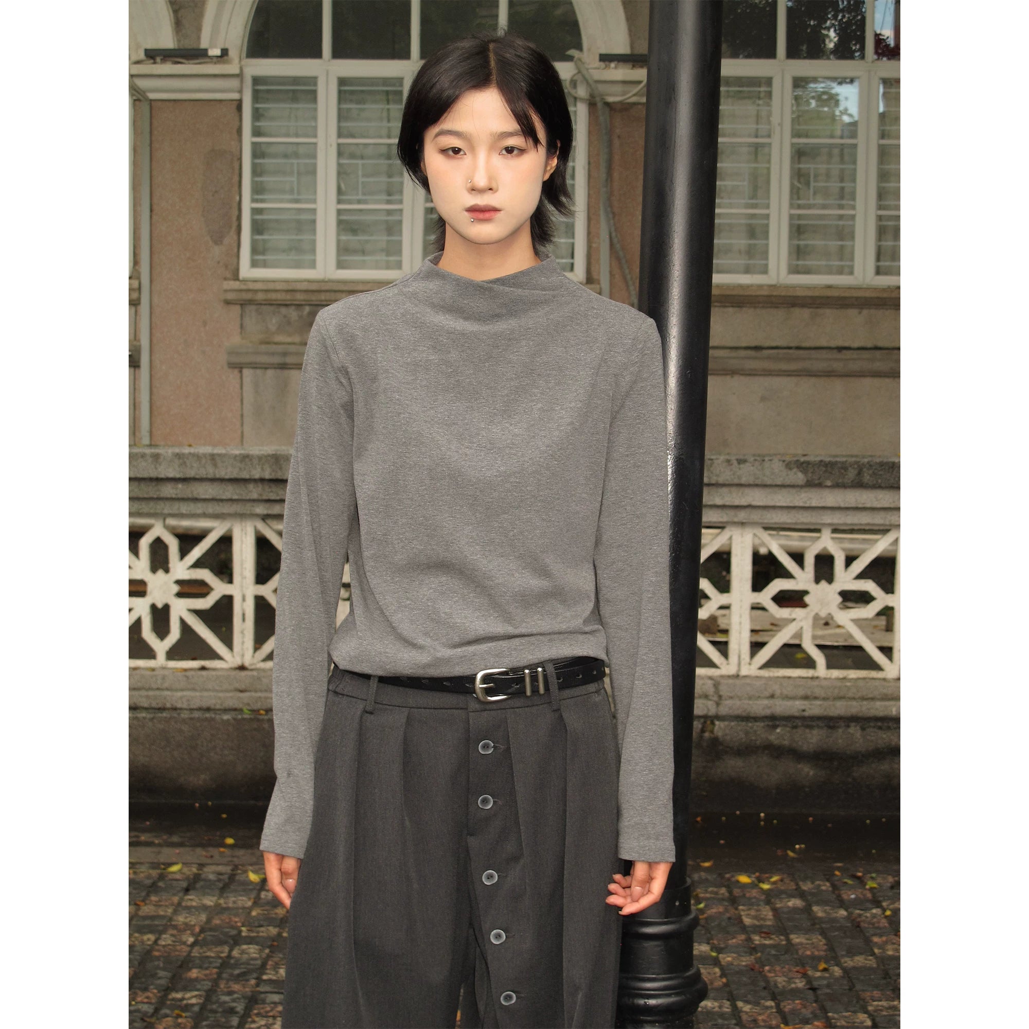 Sameuoo Casual Slim Fit Front Shoulder Long Sleeves