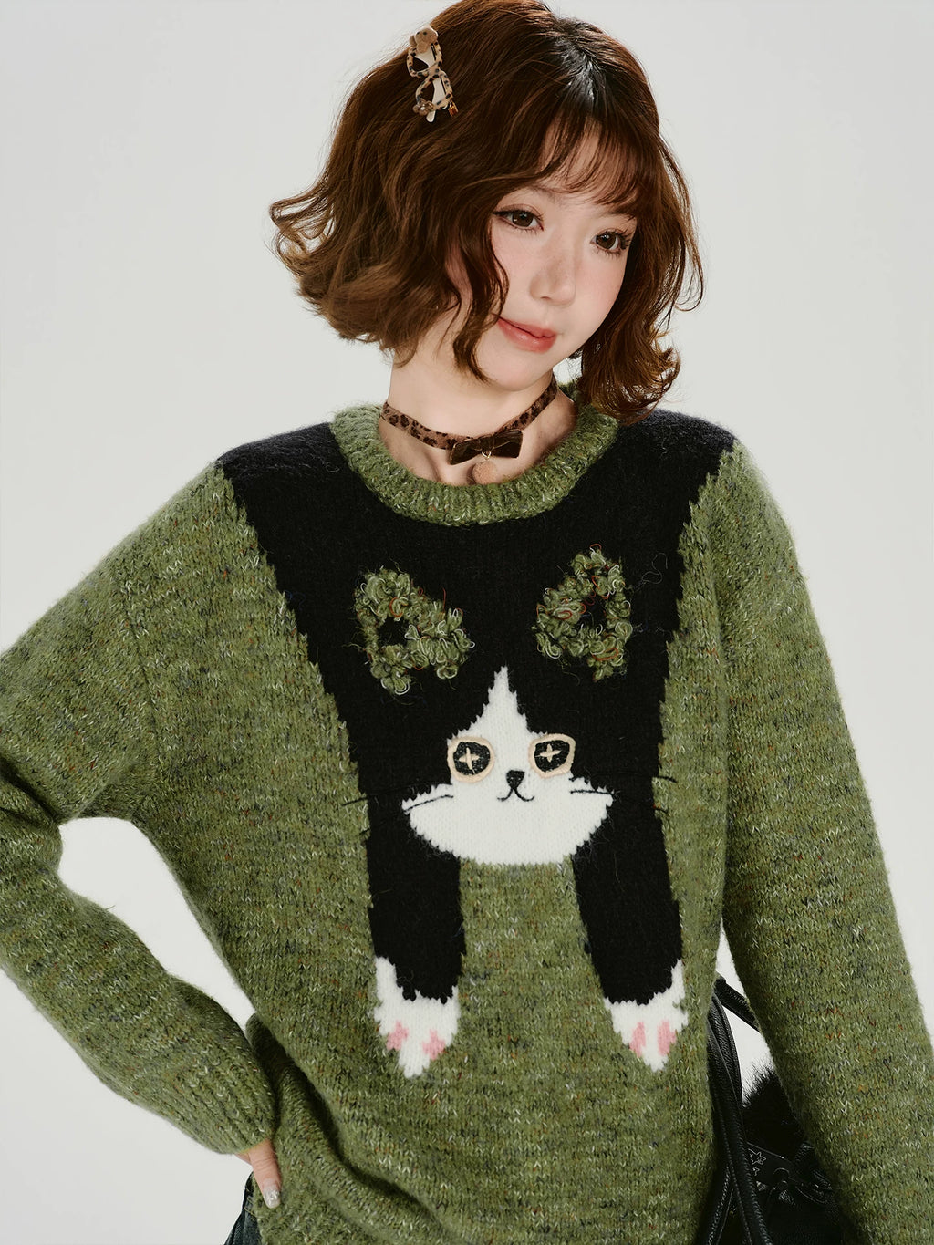 Girlyhalo Vintage Fun Jacquard Knitted Sweater
