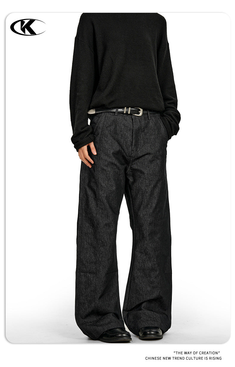 11KN Drawstring Retro Pleated Loose and Thin Trousers