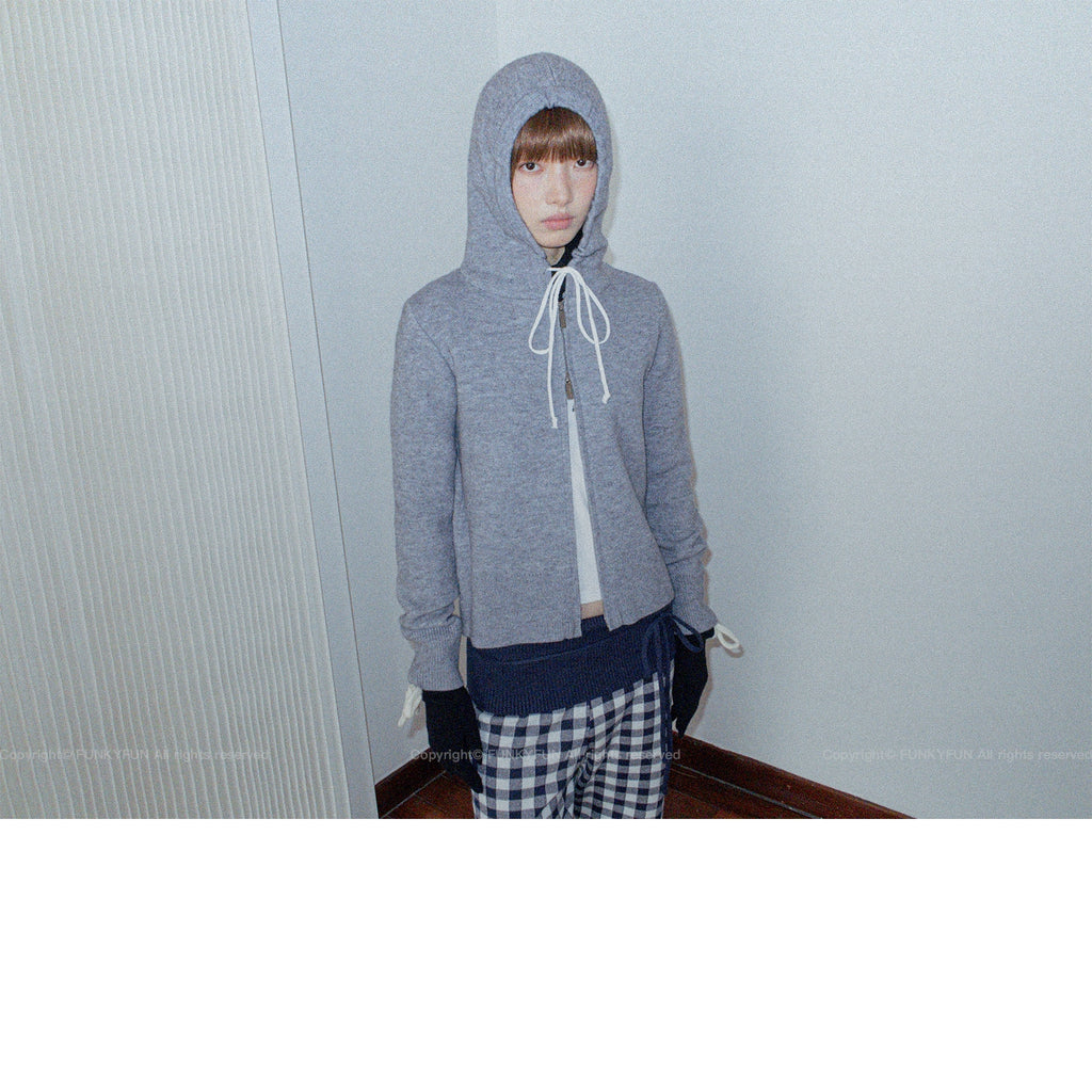 FUNKYFUN Double Zipper Micro-loose Knitted Sweater Jacket