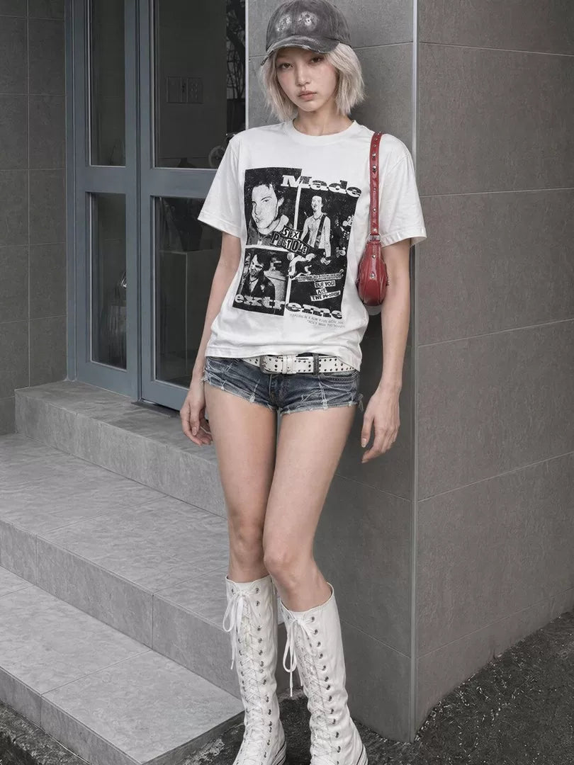 EME Band Print Loose Casual Tee