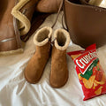 Milooey Retro Leather Mid-tube Snow Boots