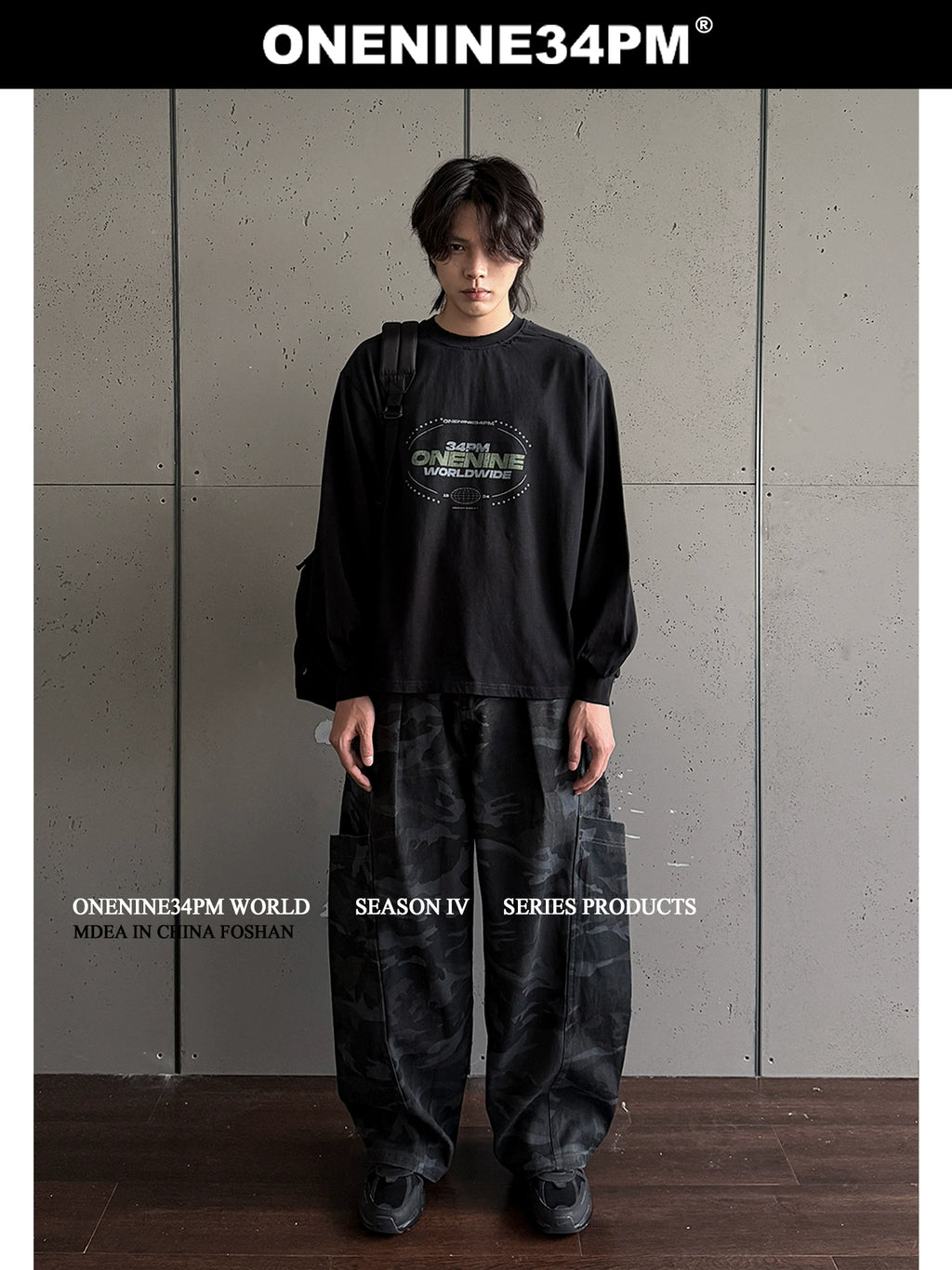 ONENINE34PM Earth Printing Spray Color Wash Broken Long Sleeve