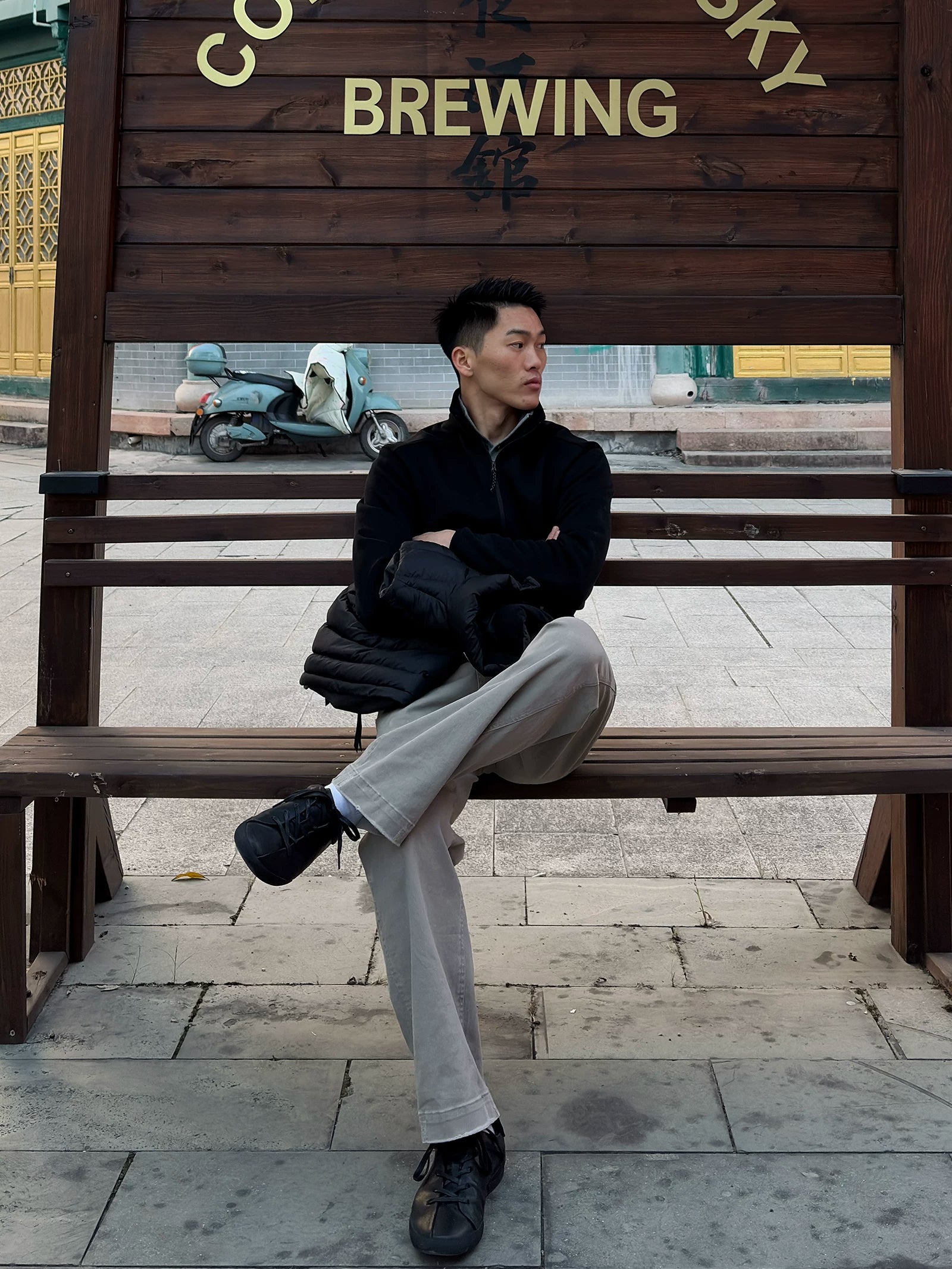 GTAL Heavyweight Textured Stand-up Collar Fleece Top Jacket