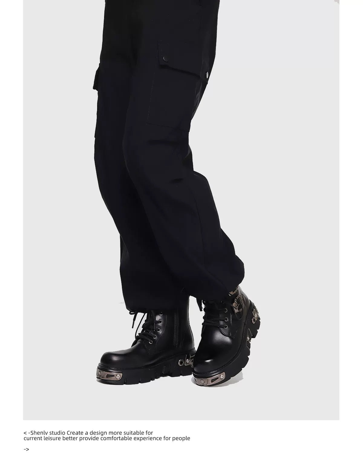 SHENLV STUDIO Skull Platform Martin Leather Boots