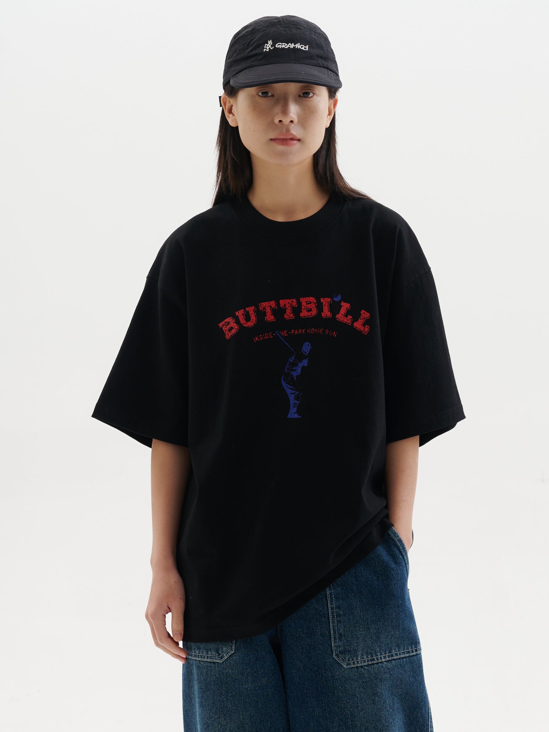 BUTTBILL Vintage Home Run LOGO Japanese Tee