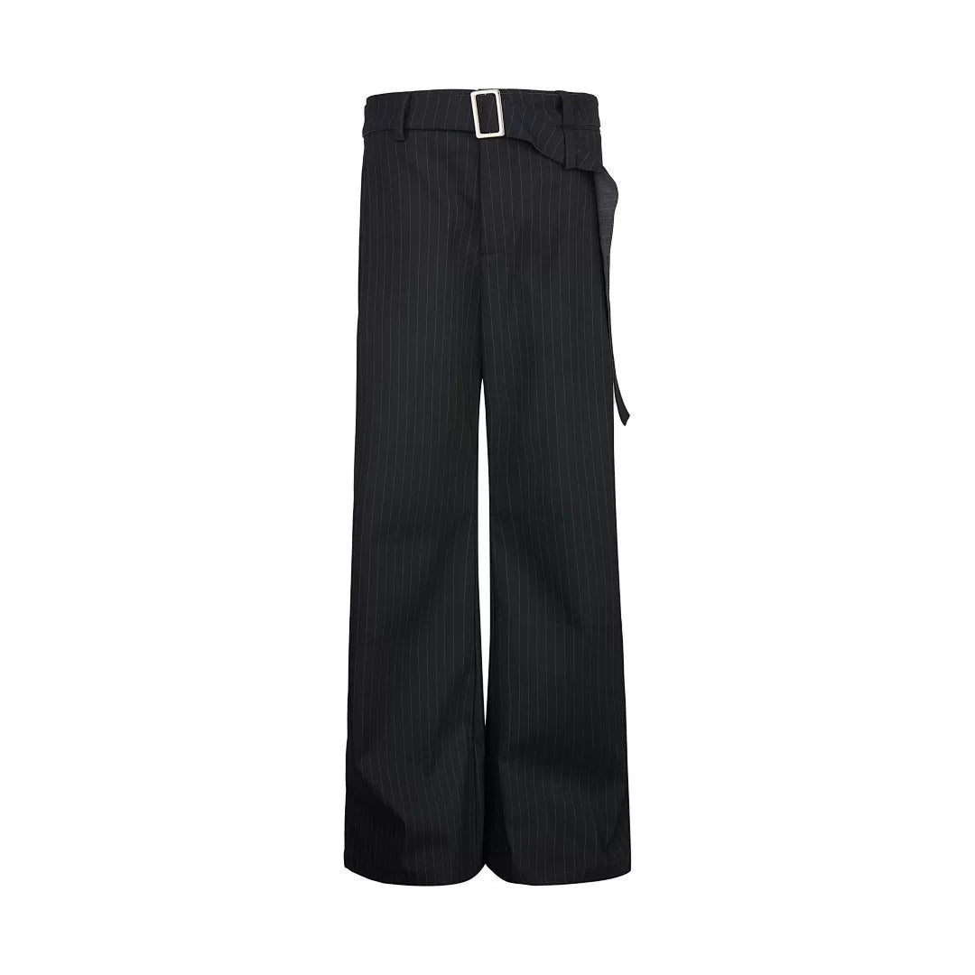 EME Striped Niche Loose Straight Thin Trousers