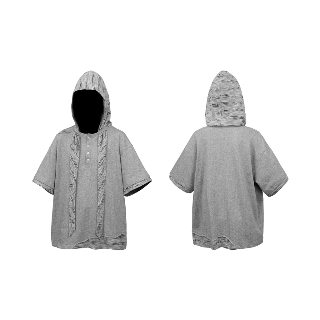 RELABEL Removable Hood Dark Knitted Tee
