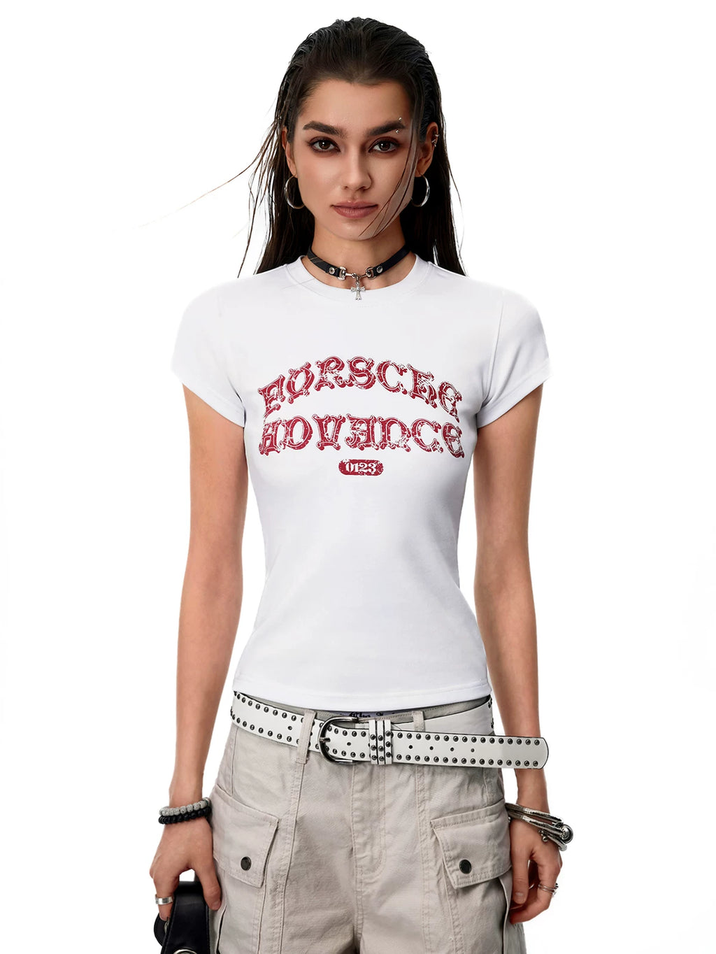 0123 Start Vintage Crew Neck Shoulder-fit Slim Tee