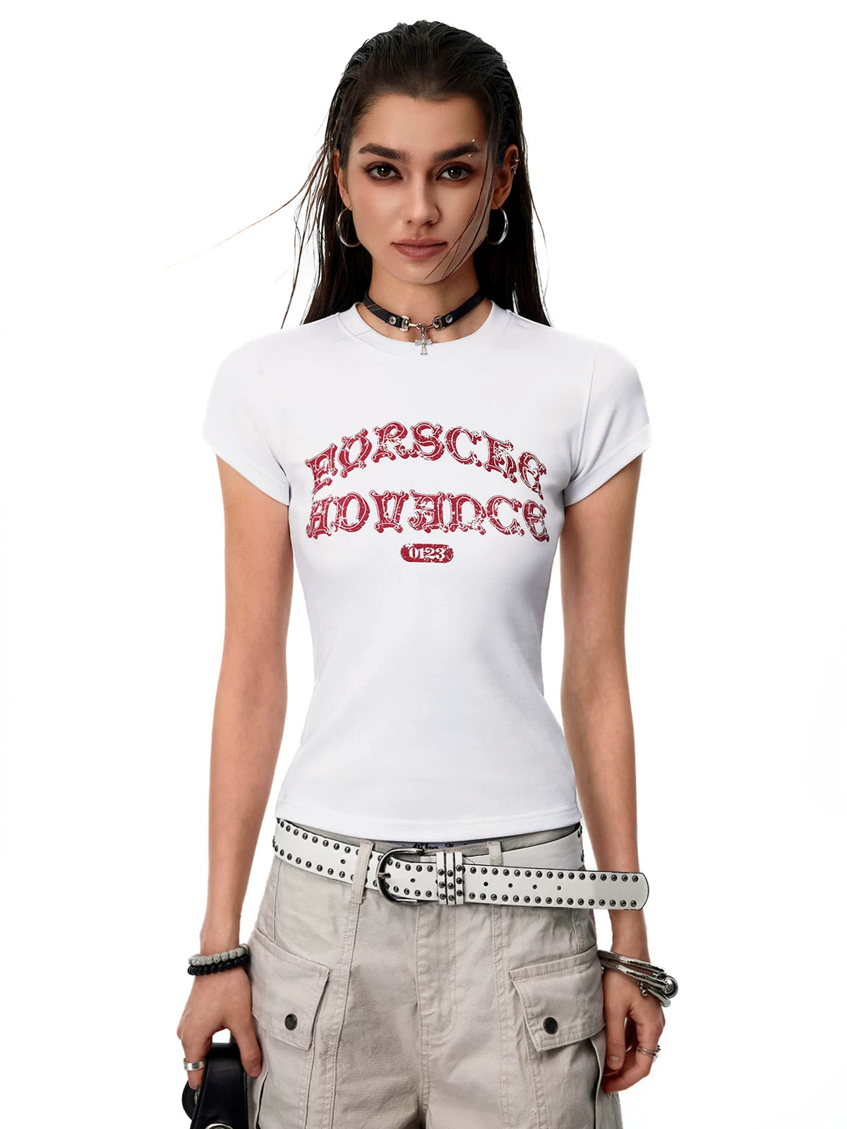 0123 Start Vintage Crew Neck Shoulder-fit Slim Tee