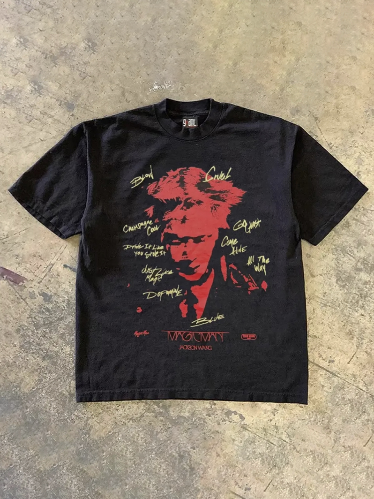 UPUPXIA Portrait Print Loose Tee