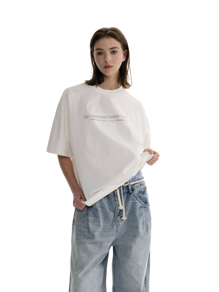 Loopsoon Front and Rear Multi-line Alphabet Printed Tee