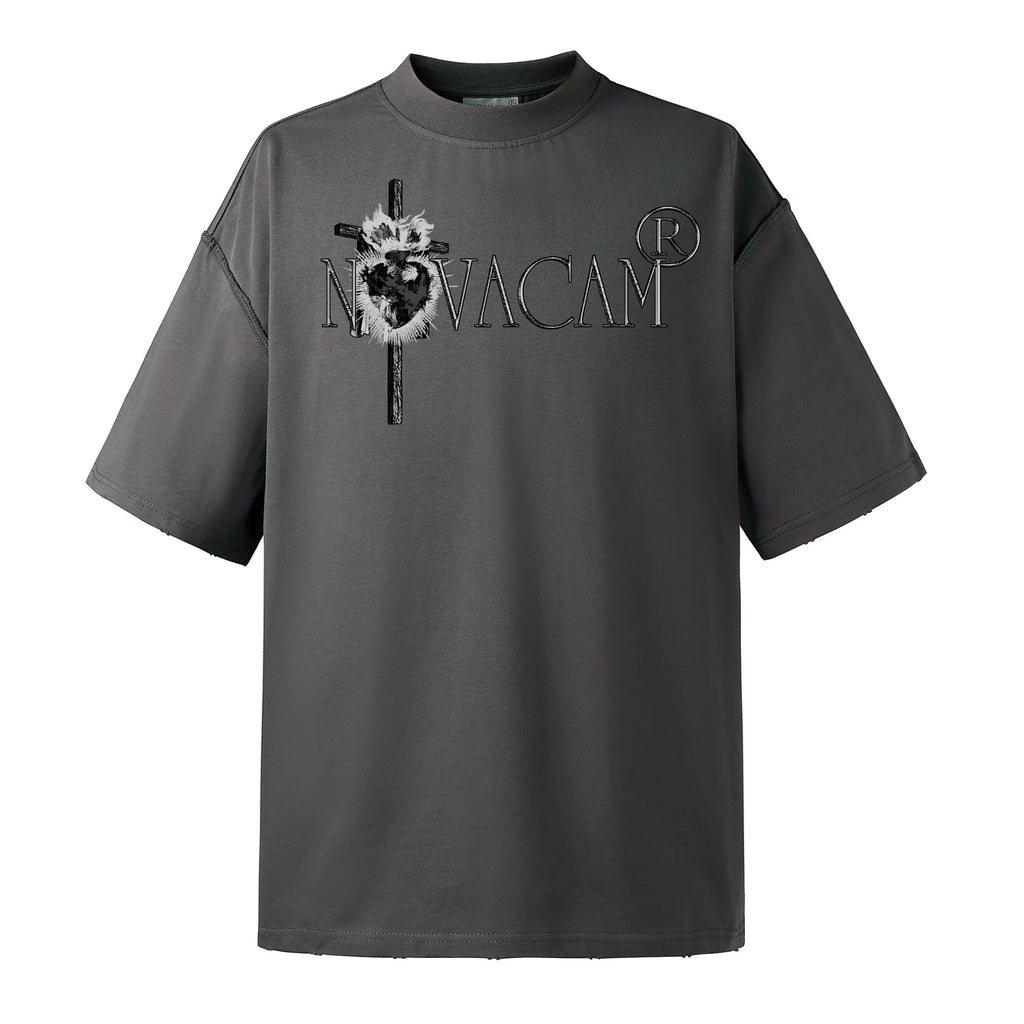 NOVACAM Edging Reverse Stitching Casual Tee