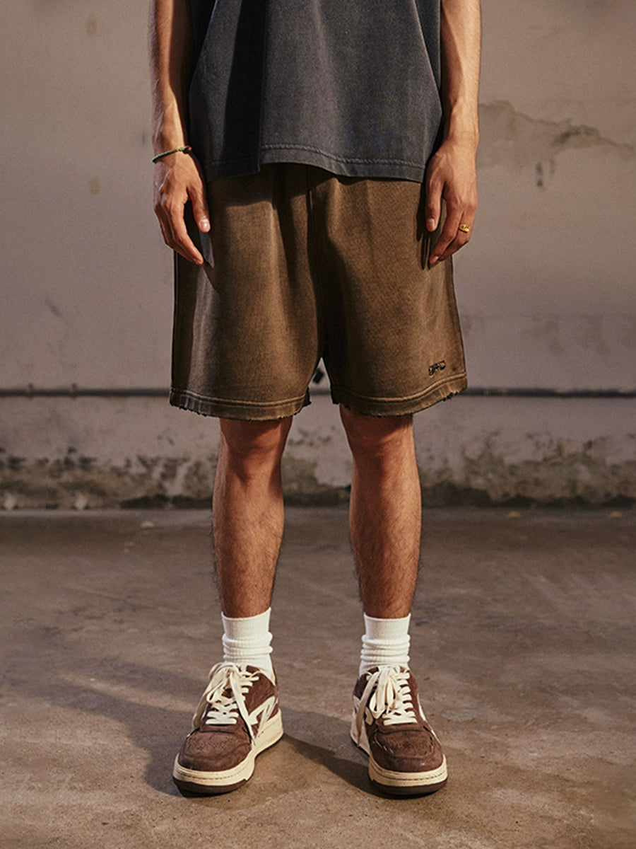 Remedy Washed Embroidered Frayed Casual Shorts