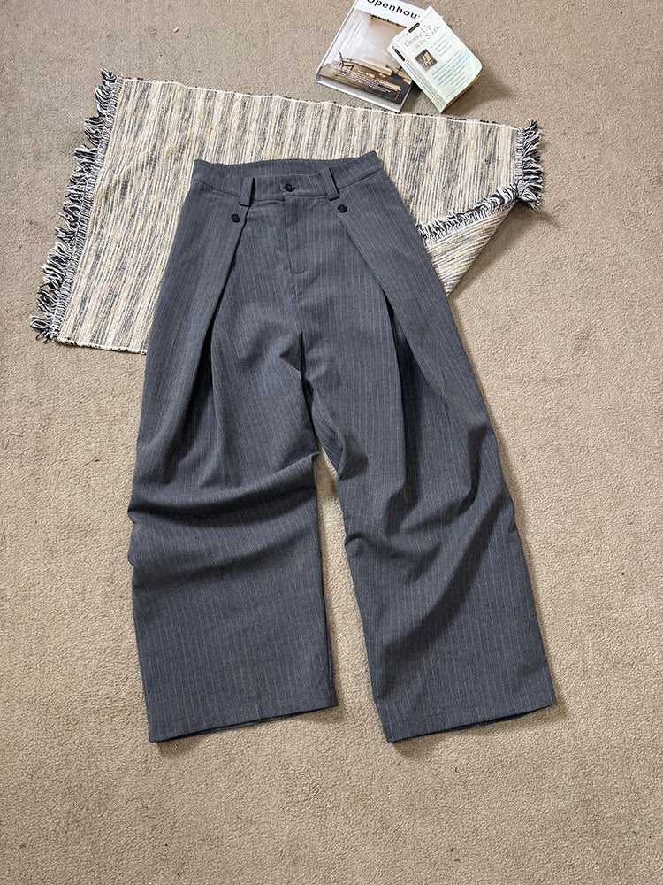 MANUSCRIPT Casual Loose Striped A-line Trousers